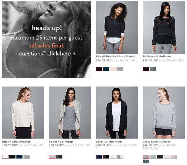 lululemon final sale online calculator